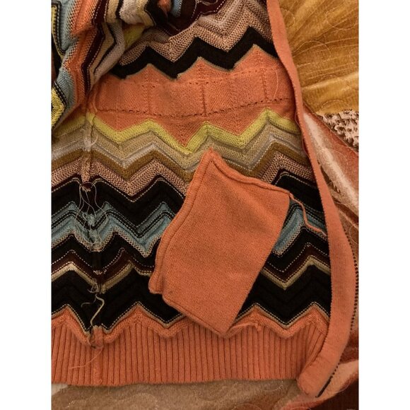 MISSONI Zigzag Chevron Brown Blue Orange Girl Sweatshirt Hoodie Jacket POCKETS M - Picture 6 of 8